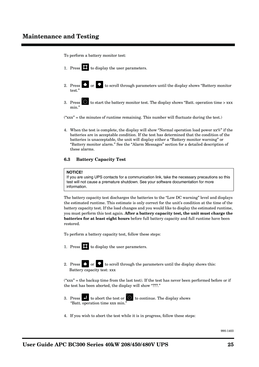 APC BC300 manual Battery Capacity Test 