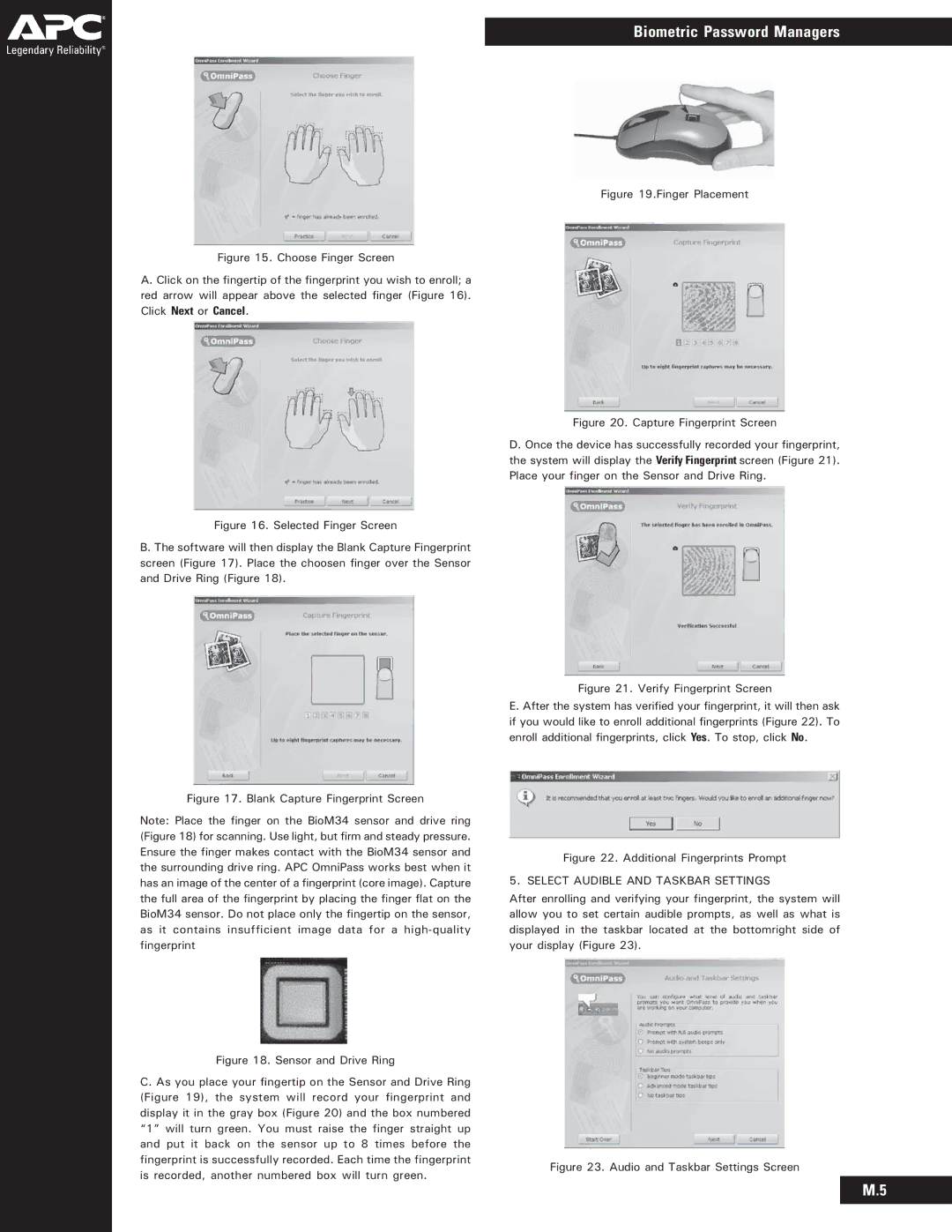 APC BIOM34-EC user manual Select Audible and Taskbar Settings 