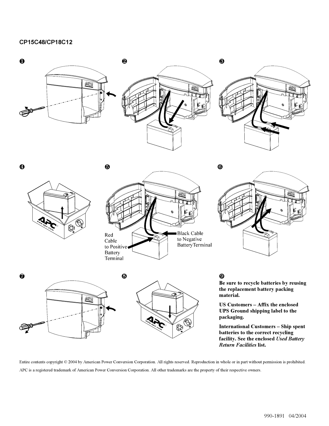 APC CP24U12, CP15U48, RBC40 manual CP15C48/CP18C12 