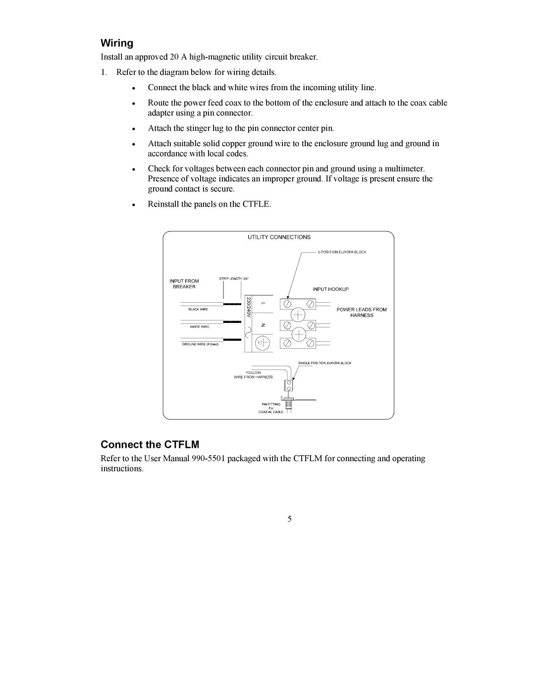 APC CTFLE user manual Wiring, Connect the Ctflm 