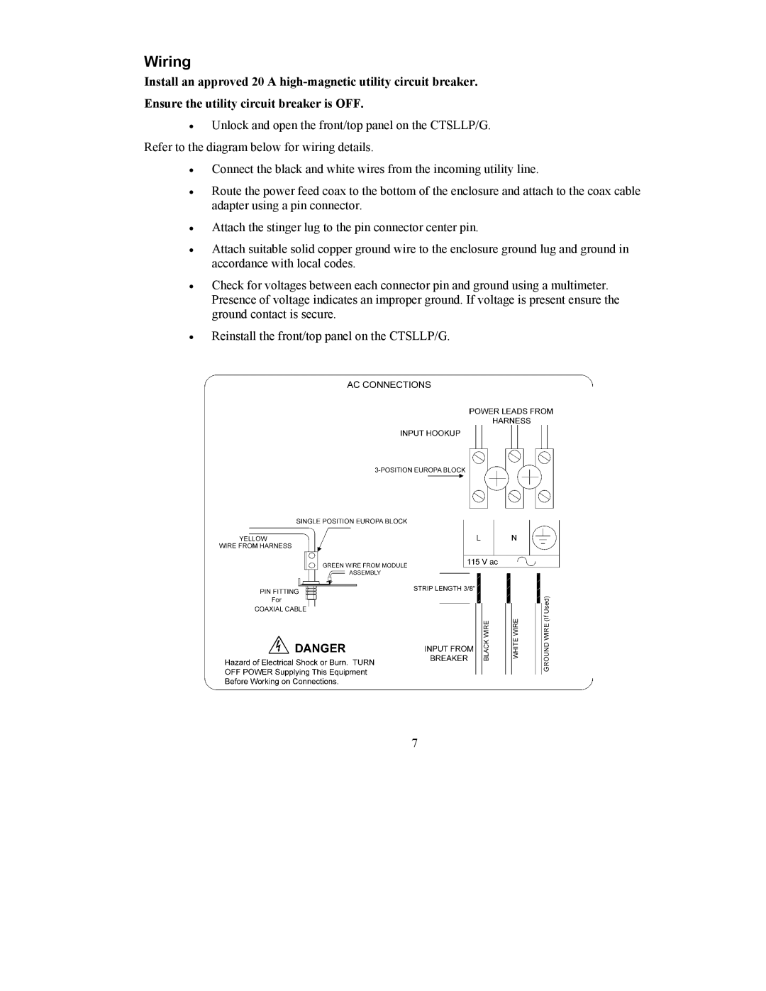 APC CTSLLP/G user manual Wiring 