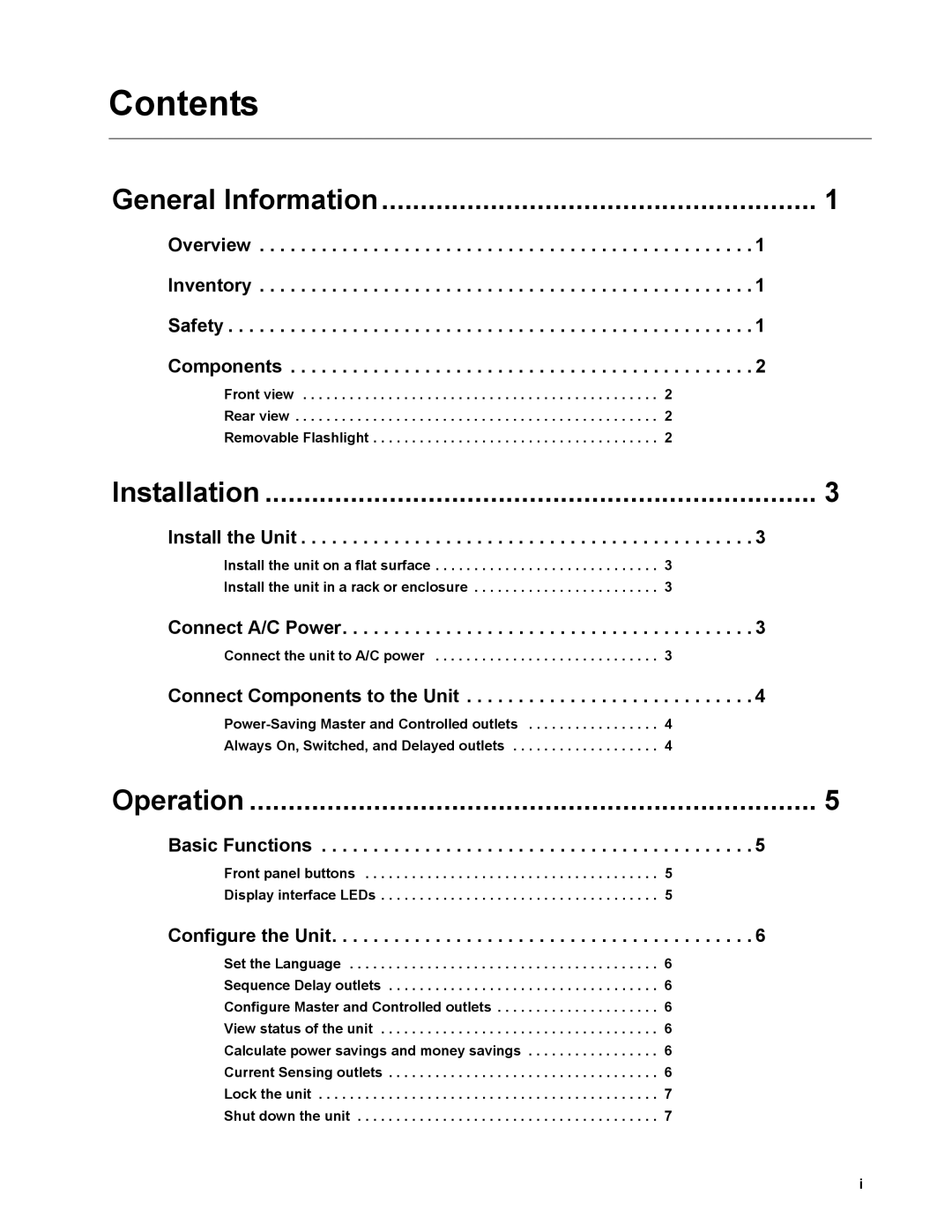 APC G50B-20A2 manual Contents 