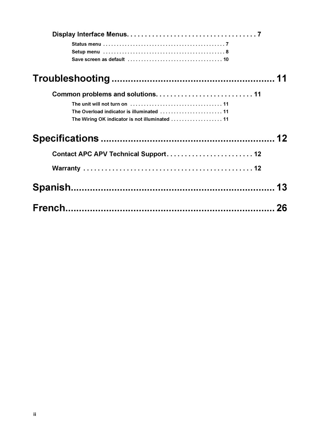 APC G50B-20A2 manual Specifications 