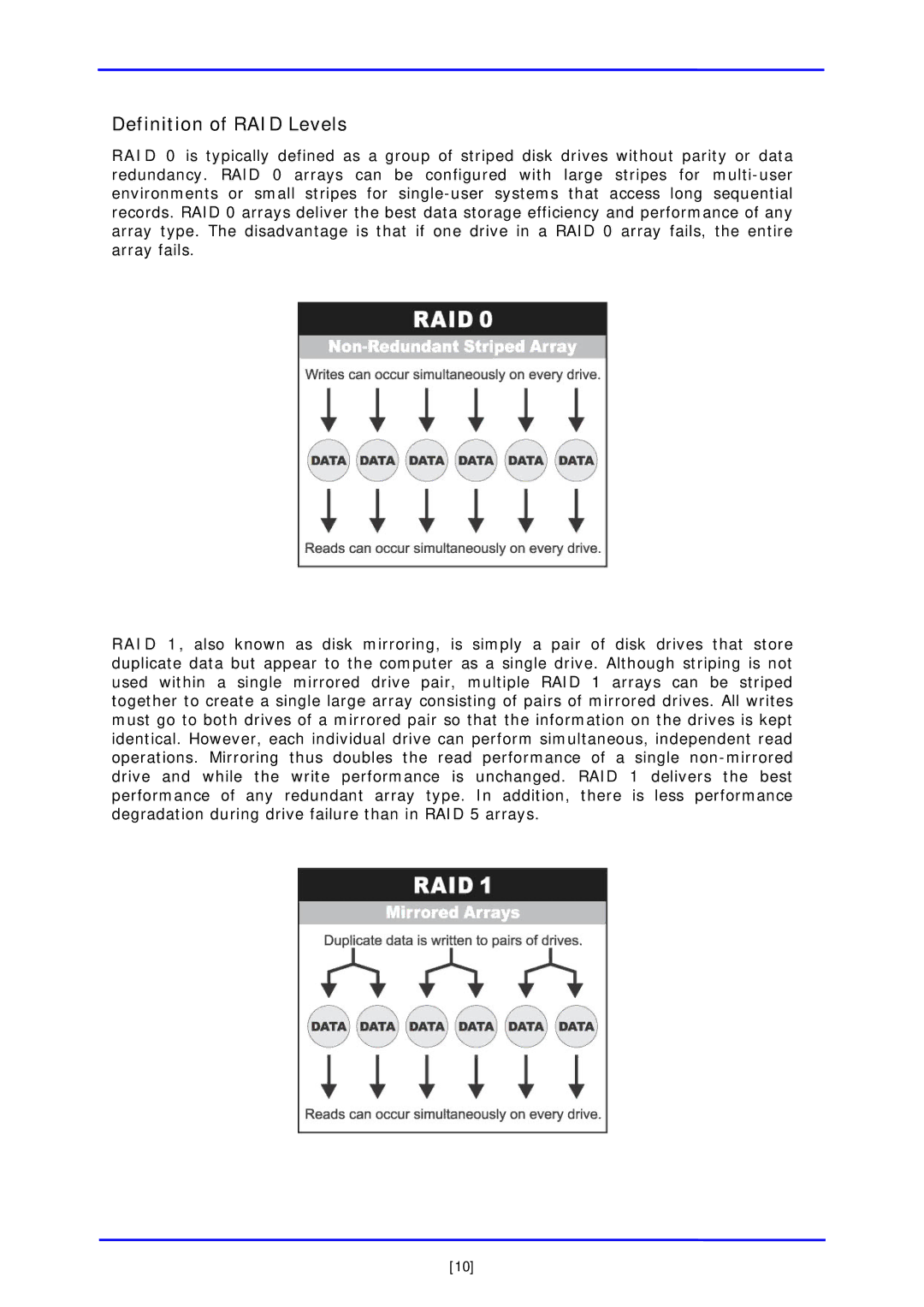 APC iSCSI SATA II installation and configuration manual Definition of RAID Levels 