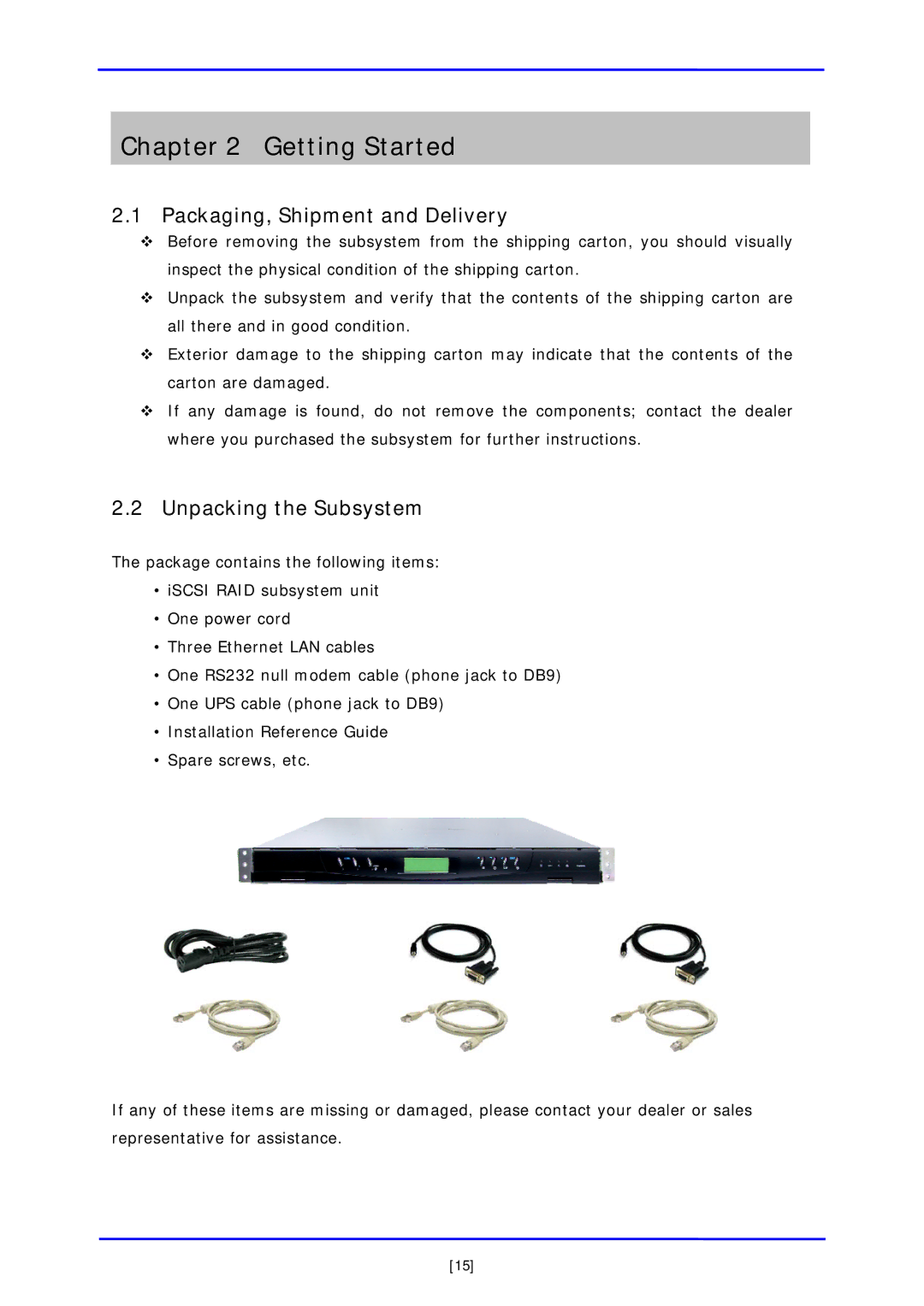 APC iSCSI SATA II installation and configuration manual Packaging, Shipment and Delivery, Unpacking the Subsystem 