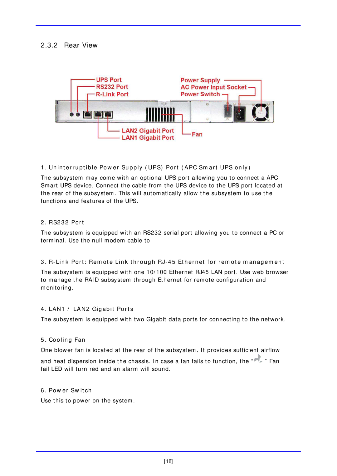 APC iSCSI SATA II installation and configuration manual Rear View 