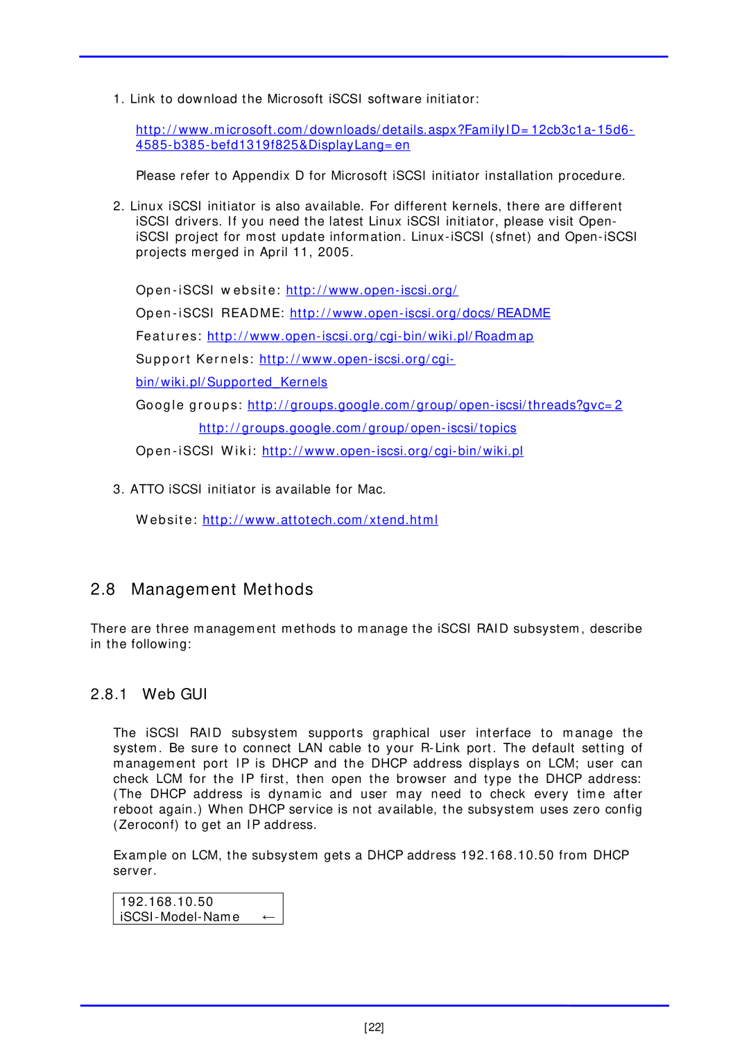 APC iSCSI SATA II installation and configuration manual Management Methods, Web GUI 