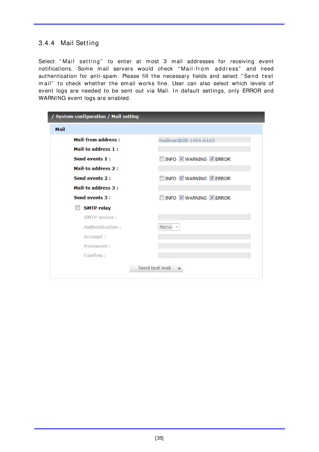 APC iSCSI SATA II installation and configuration manual Mail Setting 