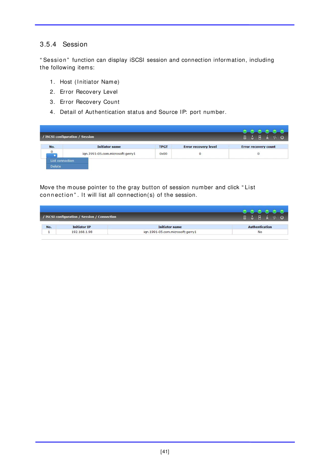 APC iSCSI SATA II installation and configuration manual Session 