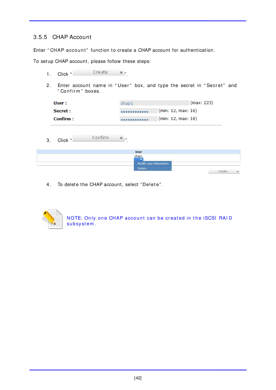 APC iSCSI SATA II installation and configuration manual Chap Account 