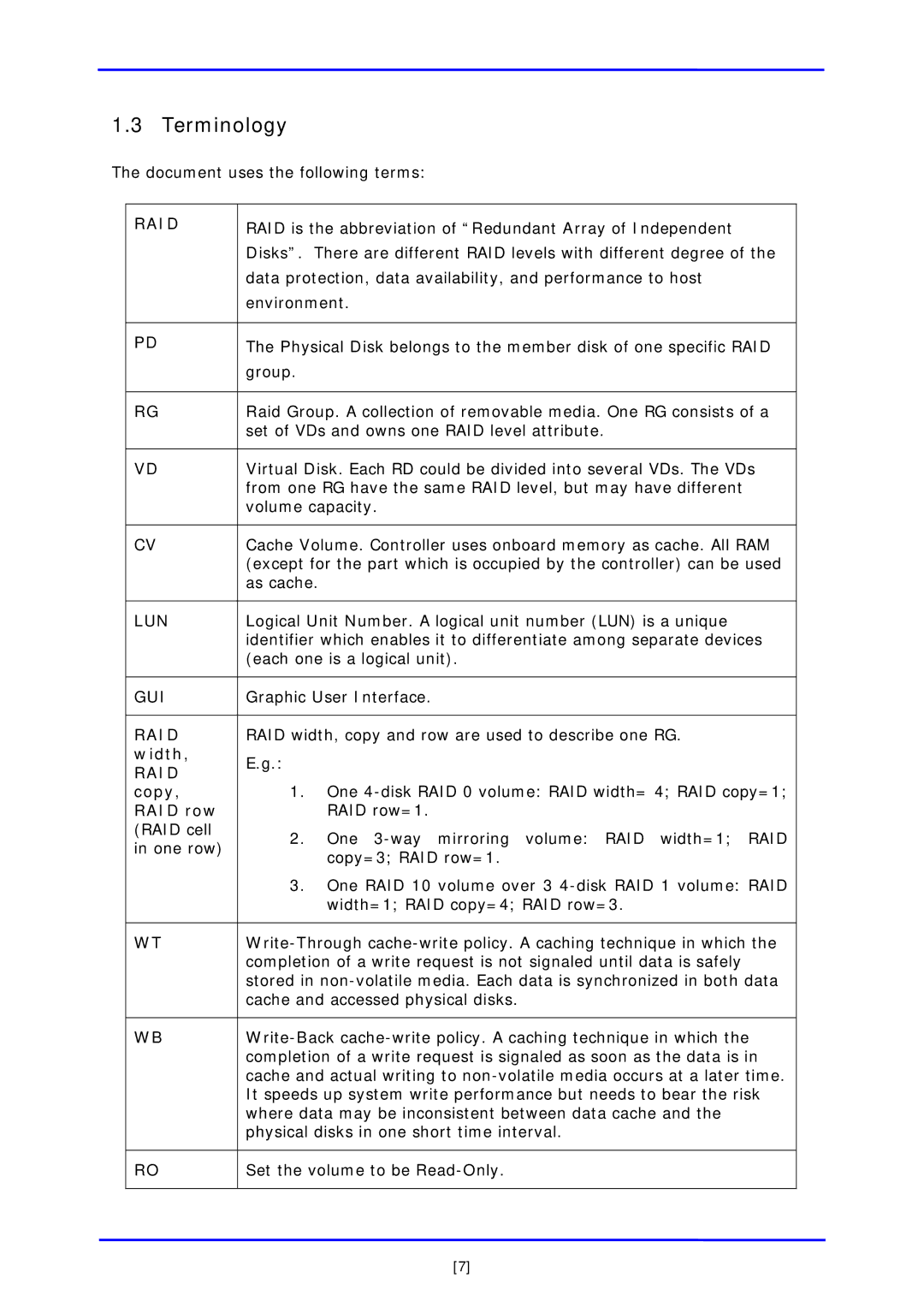 APC iSCSI SATA II installation and configuration manual Terminology, Width, Copy, RAID row 