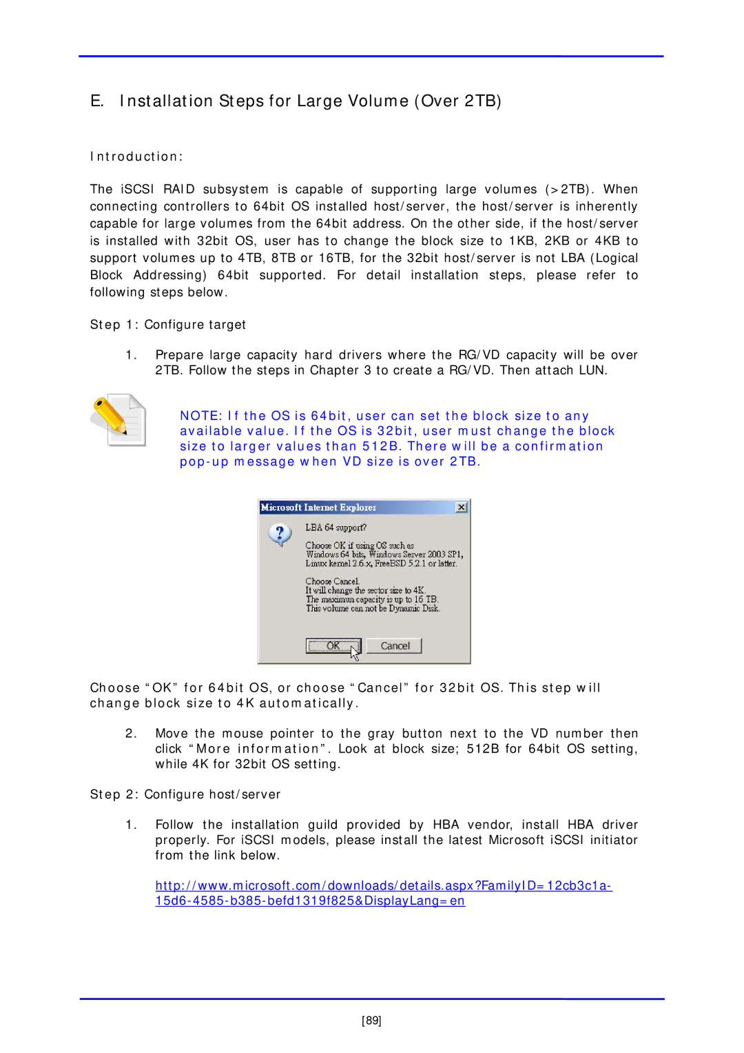 APC iSCSI SATA II installation and configuration manual Installation Steps for Large Volume Over 2TB, Introduction 