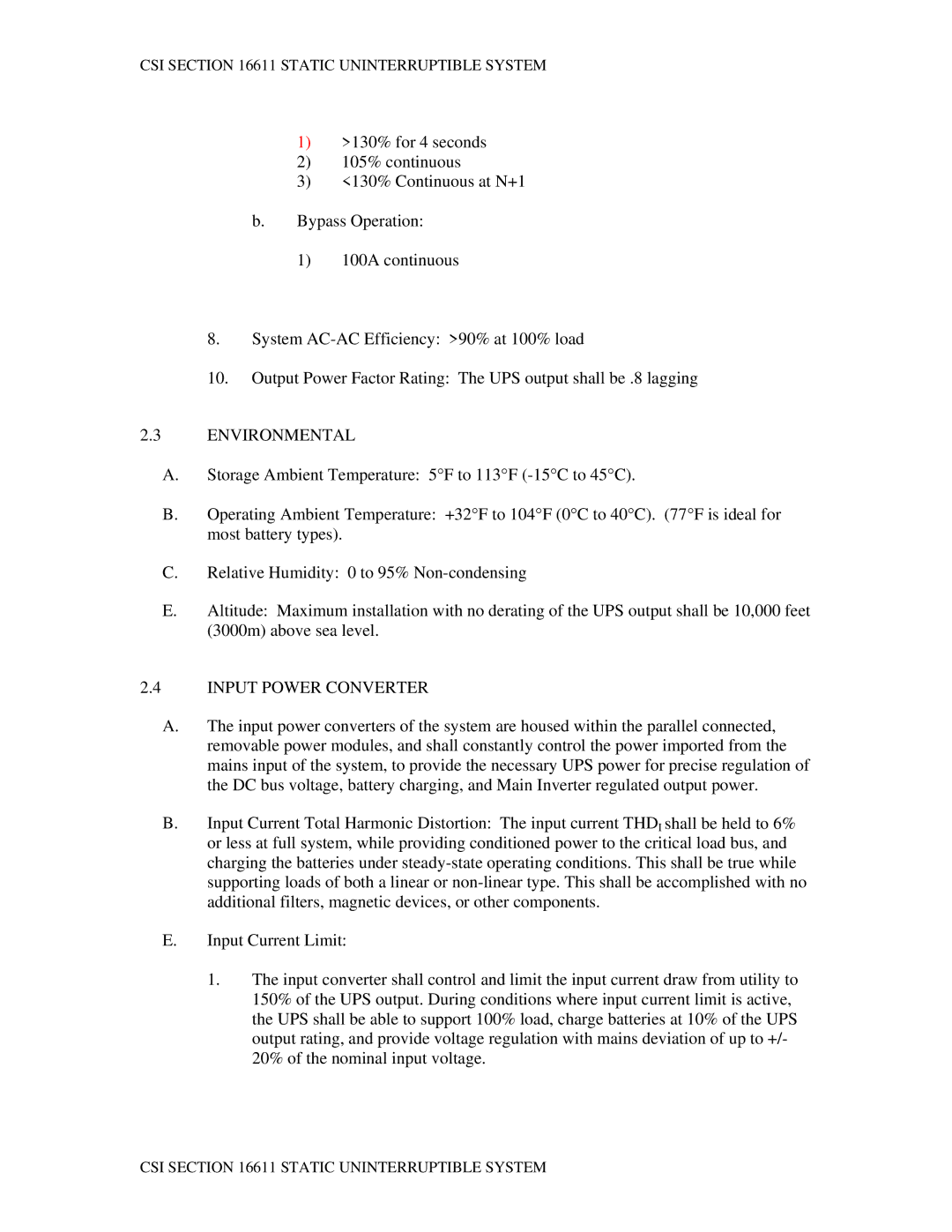 APC LX specifications Environmental, Input Power Converter 