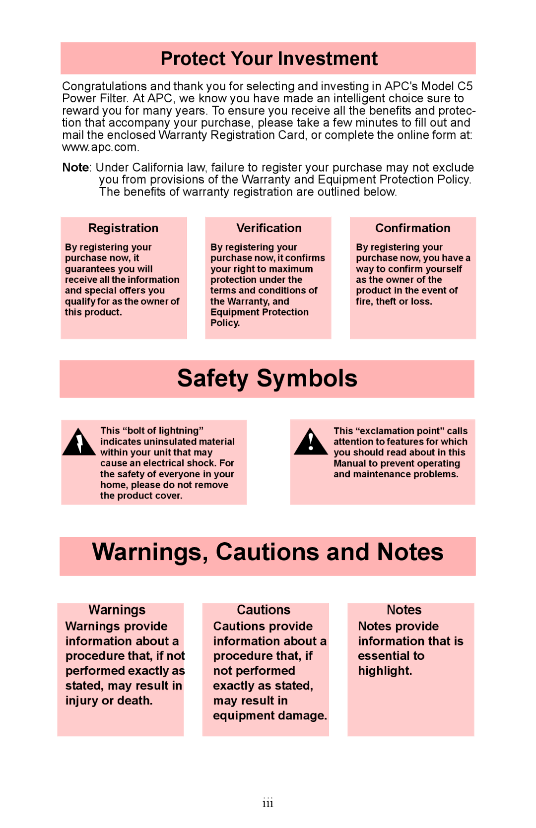 APC Model C3 and C3BLK user manual Protect Your Investment, Registration 