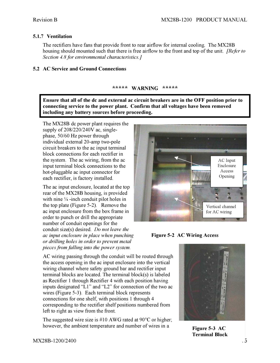 APC MX28B-1200, MX28B-2400 manual Ventilation, Terminal Block 
