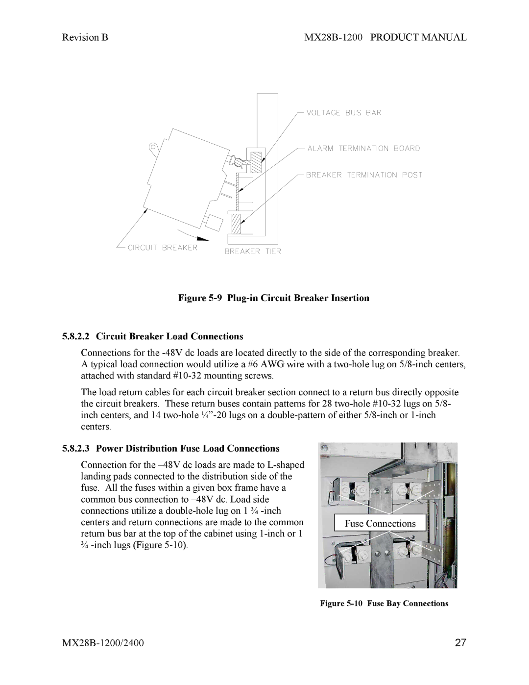 APC MX28B-1200, MX28B-2400 manual Power Distribution Fuse Load Connections, Fuse Bay Connections 