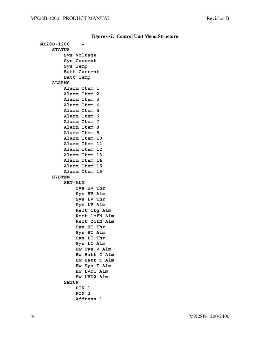 APC MX28B-2400, MX28B-1200 manual Status, Alarms, System SET-ALM, Setup PIN 