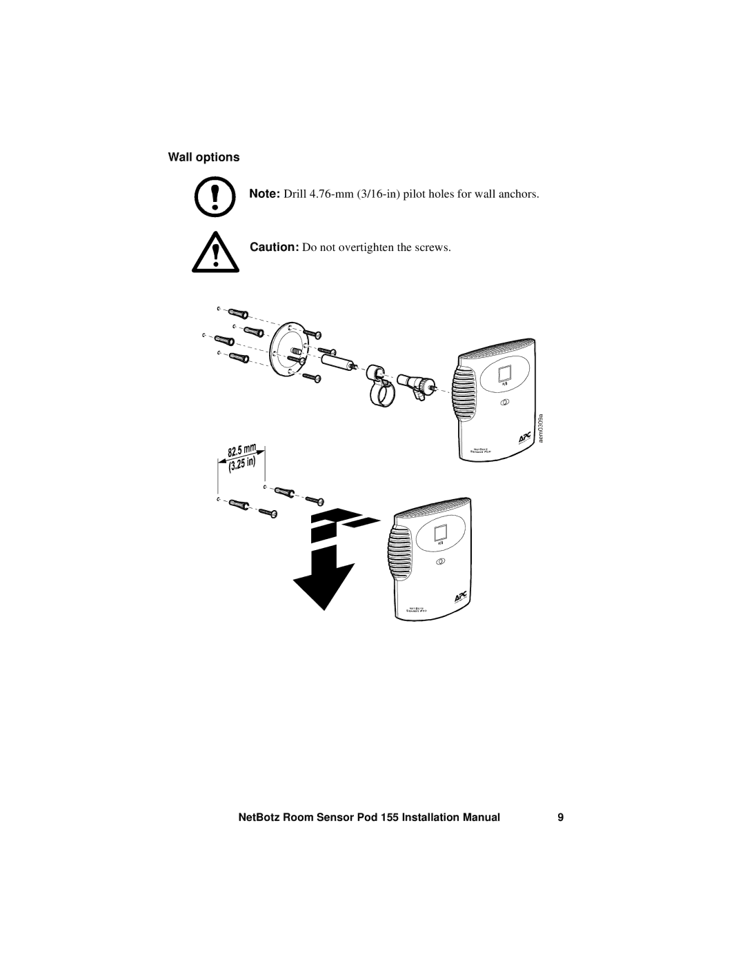 APC NBPD0155 installation manual Wall options 