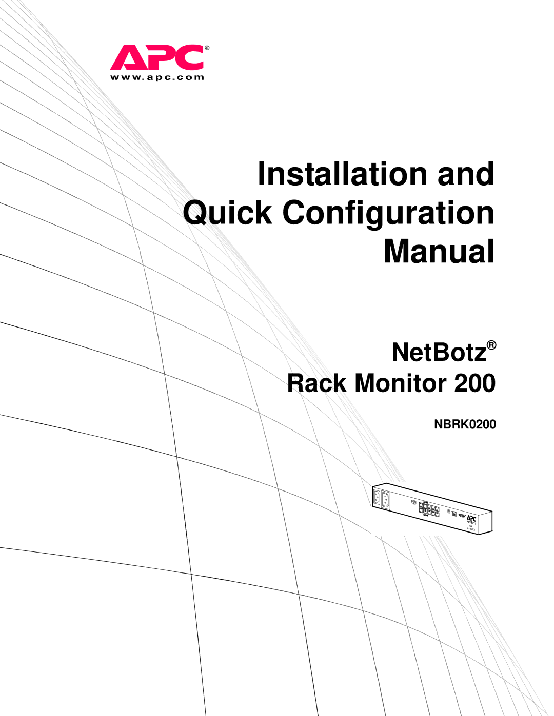 APC NBRK0200 configurationmanual Installation Quick Configuration Manual 