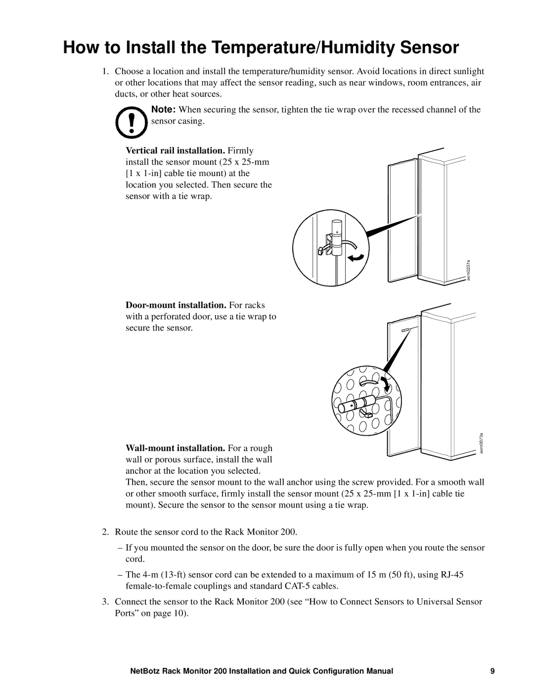 APC NBRK0200 configurationmanual How to Install the Temperature/Humidity Sensor 