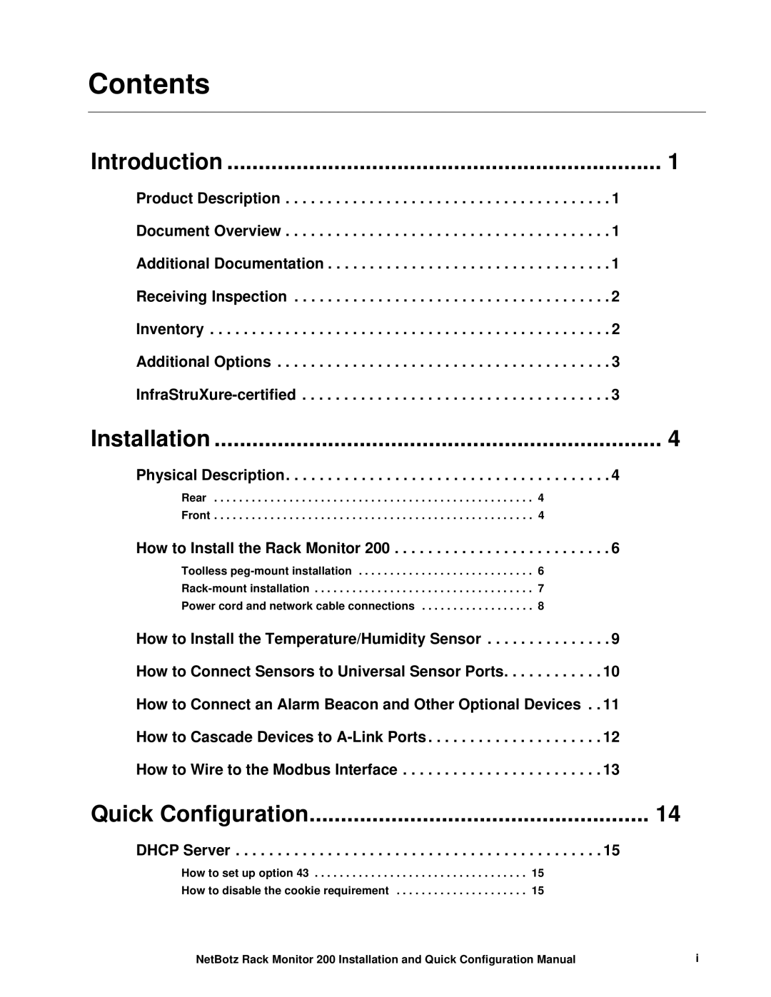 APC NBRK0200 configurationmanual Contents 