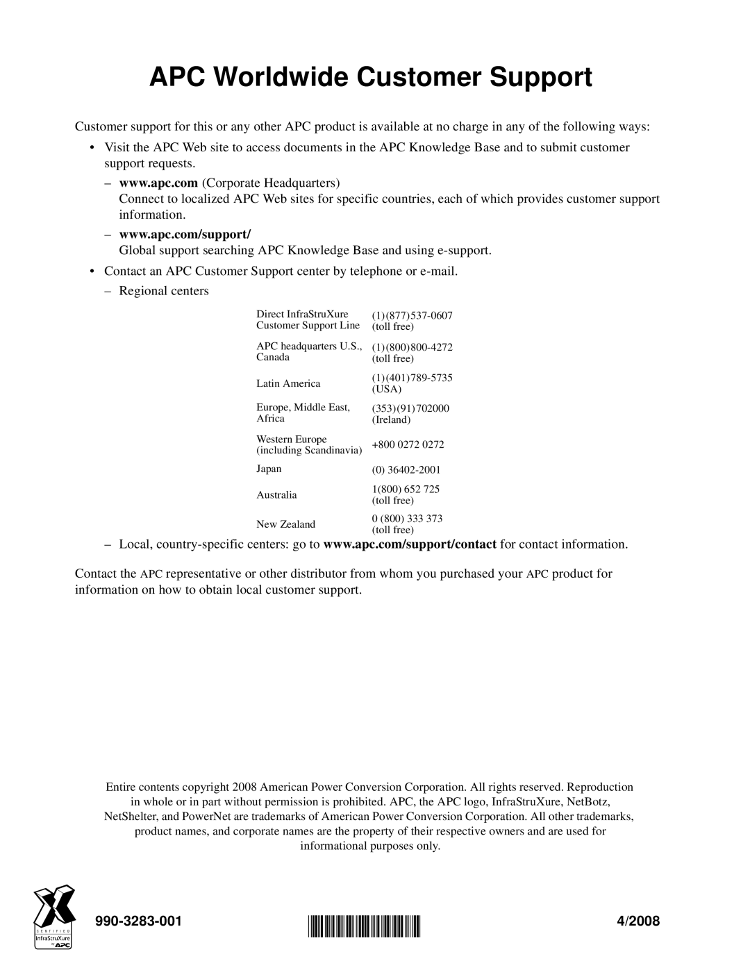 APC NBRK0200 configurationmanual 990-3283-001, 2008 