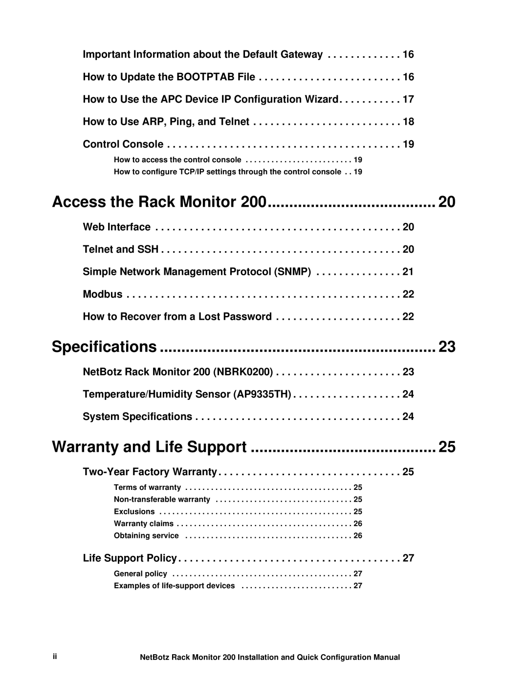 APC NBRK0200 configurationmanual Access the Rack Monitor 