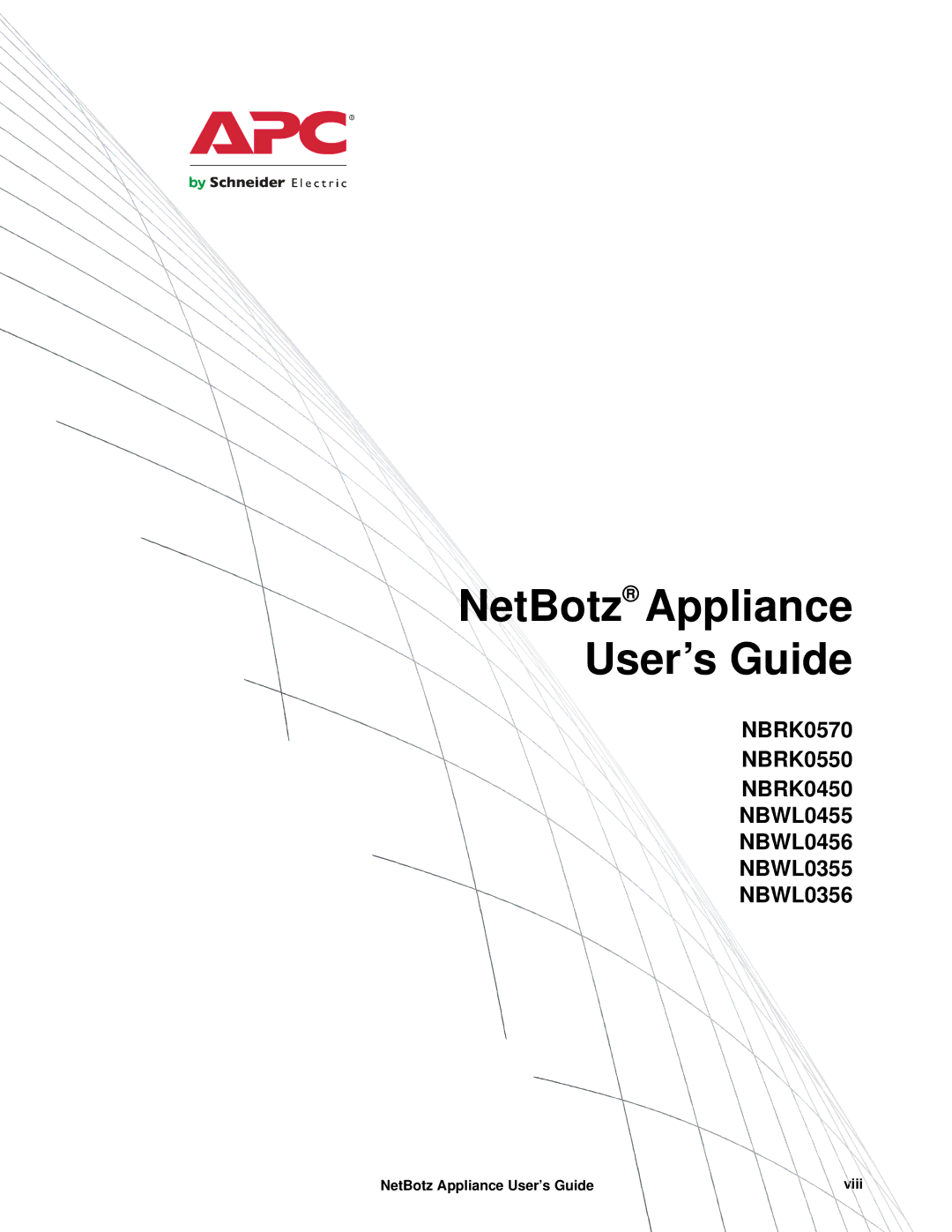 APC NBRK0450, NBRK0550, NBRK0570 manual NetBotz Appliance User’s Guide Viii 