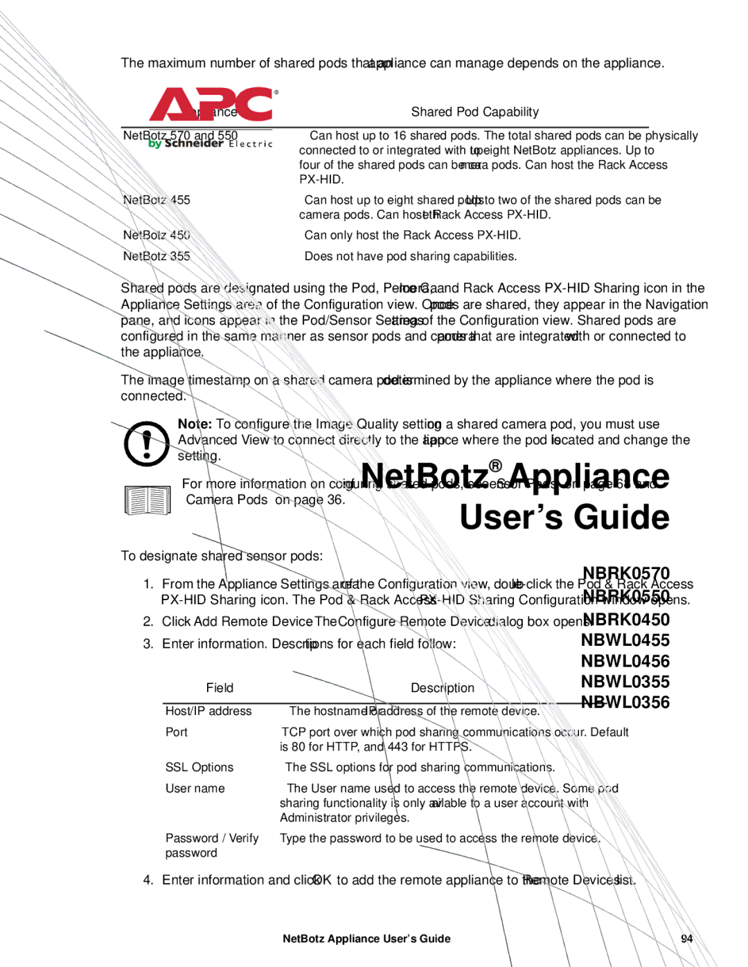 APC NBRK0570, NBRK0550, NBRK0450 manual Enter information. Descriptions for each field follow 