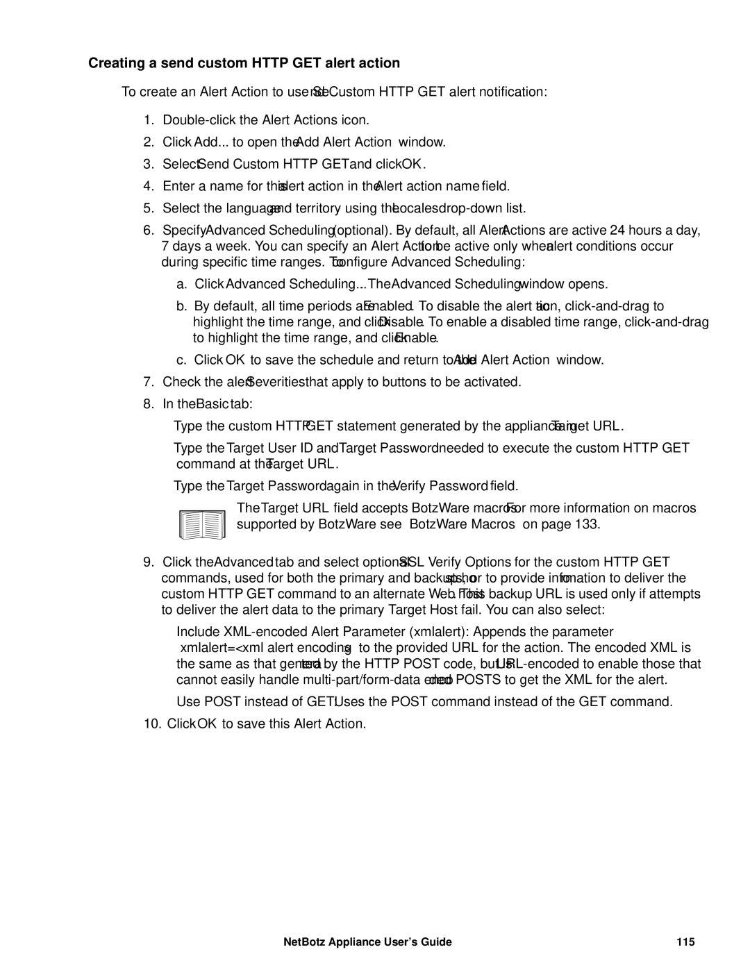 APC NBRK0570, NBRK0550, NBRK0450 Creating a send custom Http GET alert action, Select Send Custom Http GET and click OK 