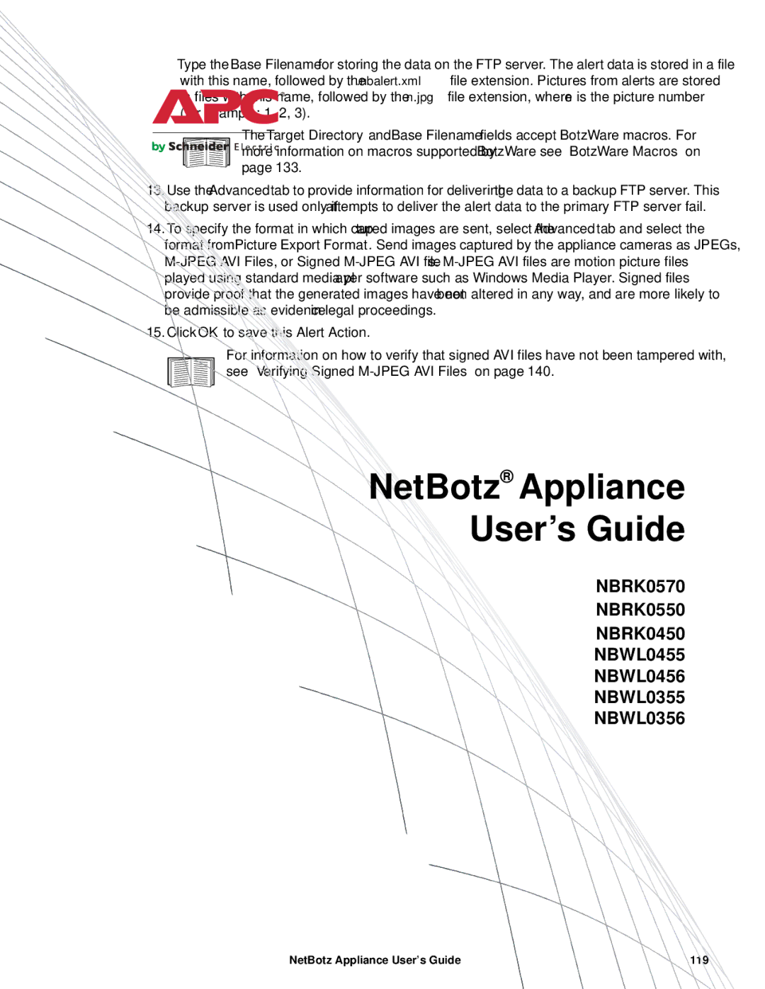 APC NBRK0550, NBRK0450, NBRK0570 manual NetBotz Appliance User’s Guide 119 