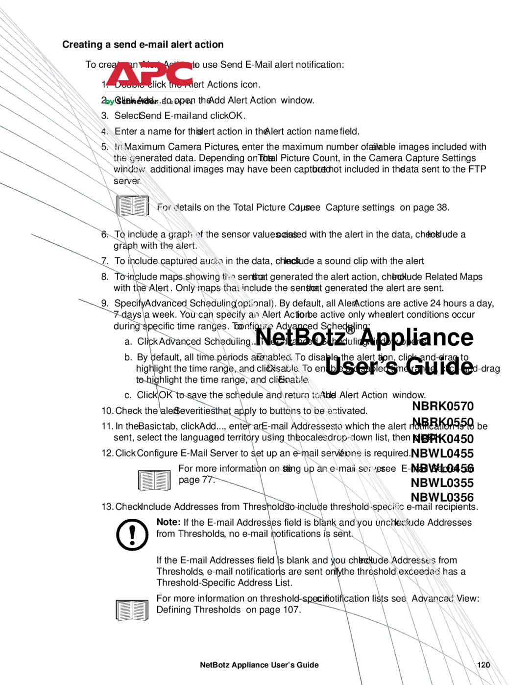 APC NBRK0450, NBRK0550, NBRK0570 manual Creating a send e-mail alert action 