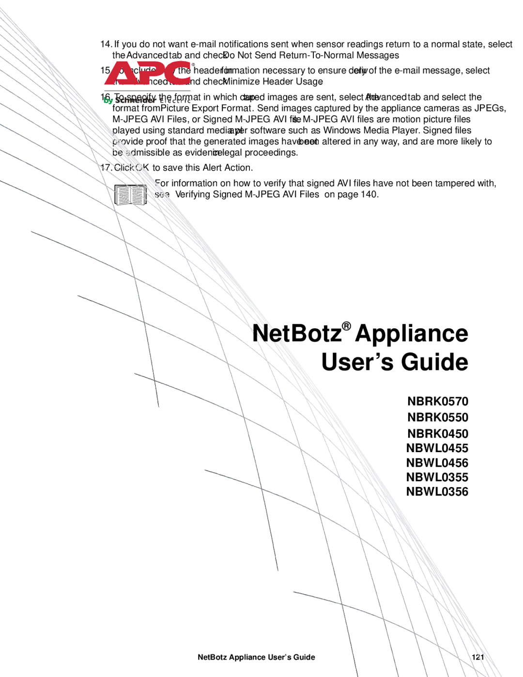 APC NBRK0570, NBRK0550, NBRK0450 manual NetBotz Appliance User’s Guide 121 