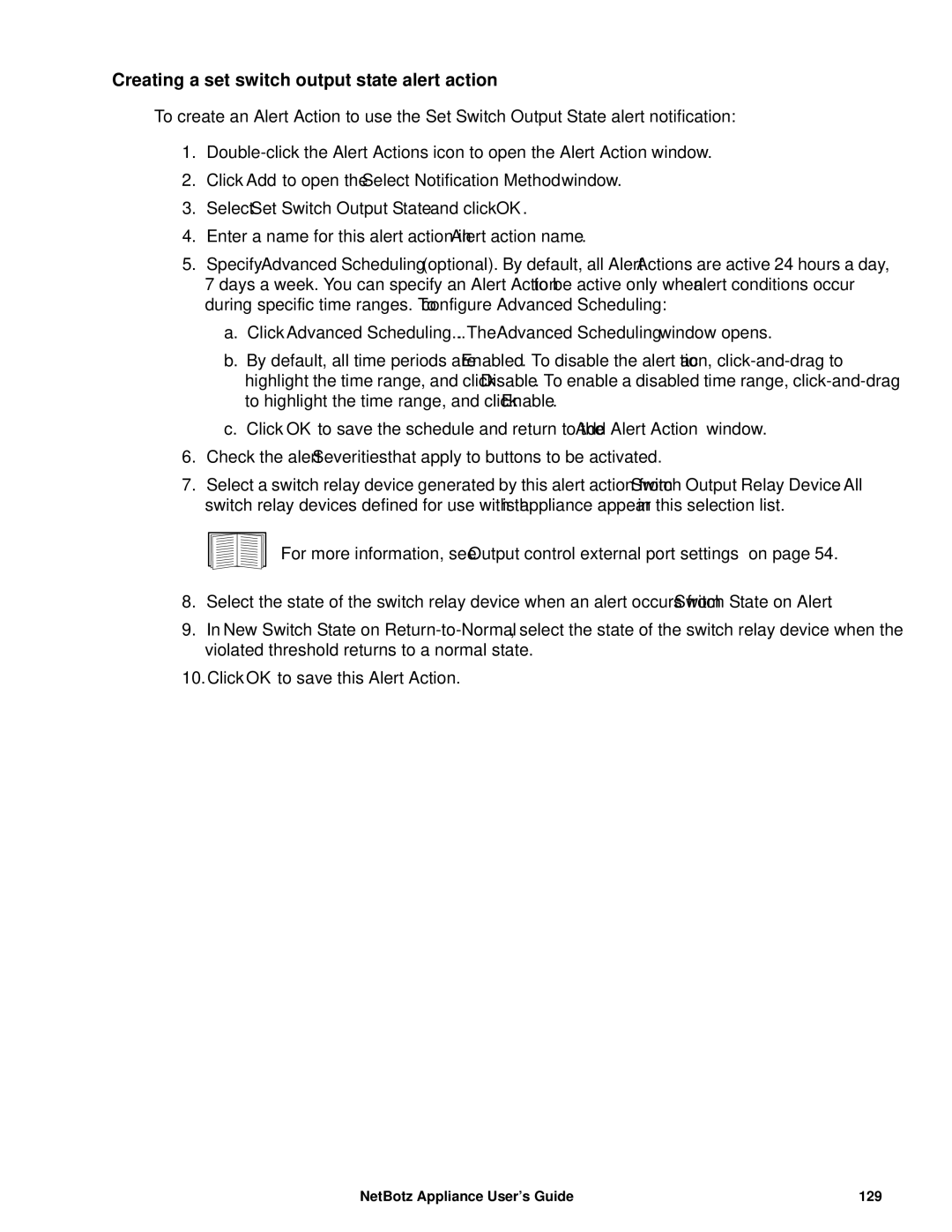 APC NBRK0450, NBRK0550, NBRK0570 manual Creating a set switch output state alert action 