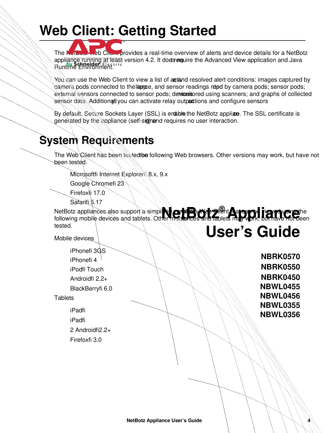 APC NBRK0570, NBRK0550, NBRK0450 manual Web Client Getting Started, System Requirements 