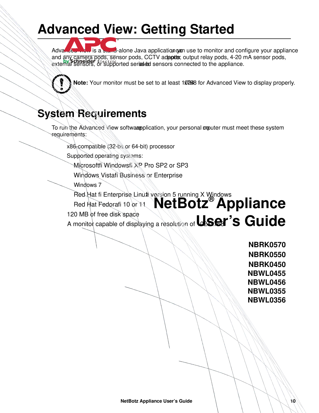 APC NBRK0570, NBRK0550, NBRK0450 manual Advanced View Getting Started, System Requirements 