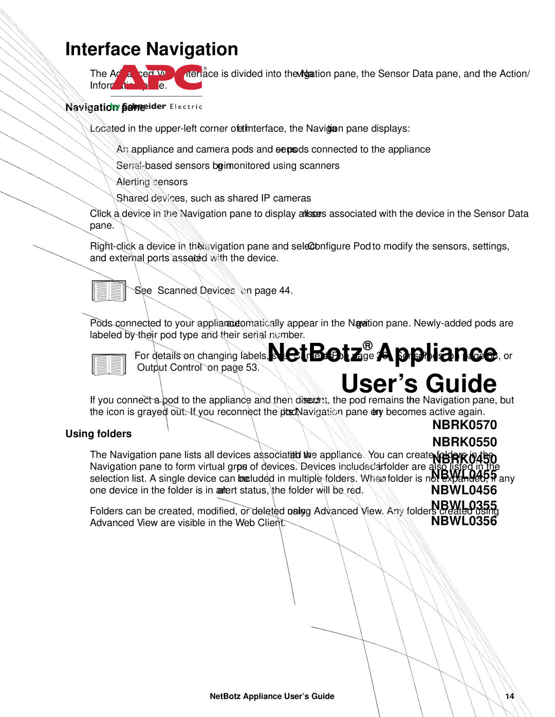 APC NBRK0550, NBRK0450, NBRK0570 manual Navigation pane, Using folders 