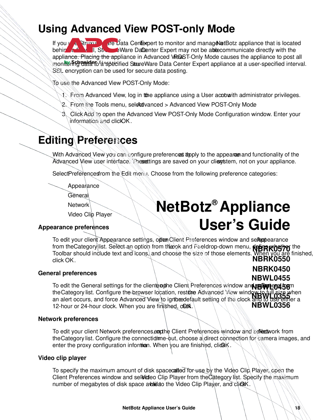 APC NBRK0450, NBRK0550, NBRK0570 manual Using Advanced View POST-only Mode, Editing Preferences 