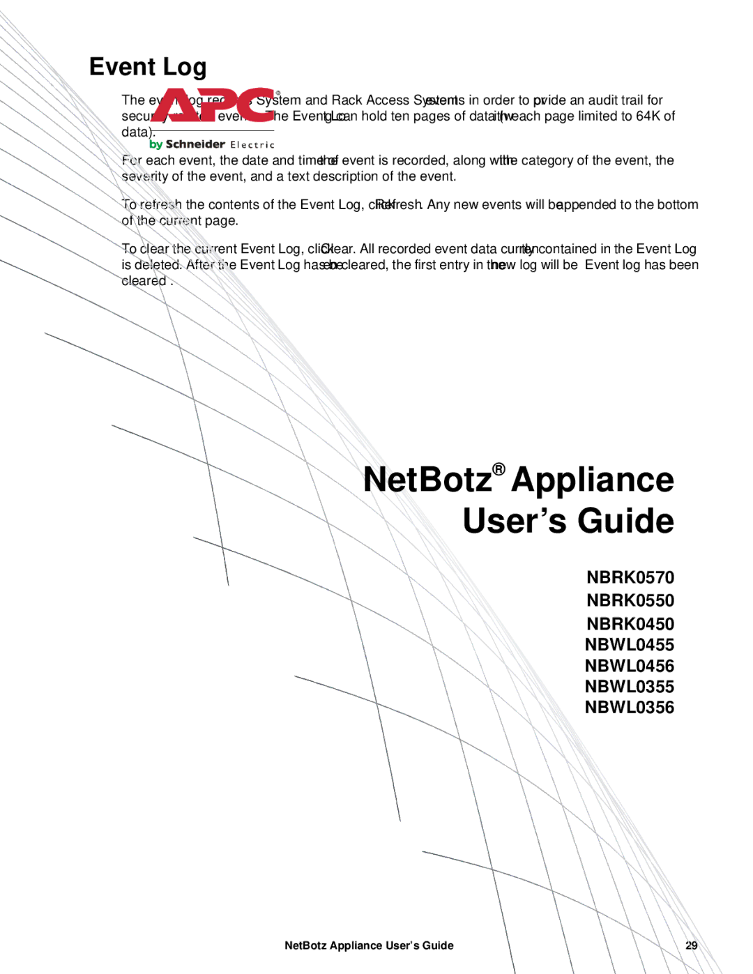 APC NBRK0550, NBRK0450, NBRK0570 manual Event Log 