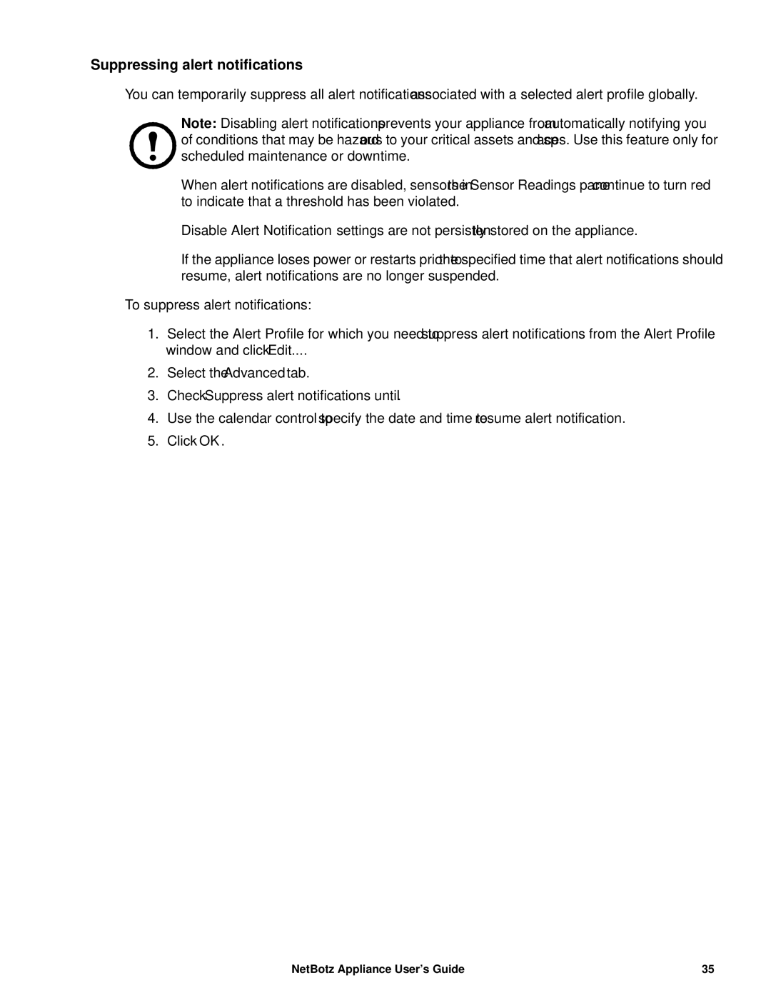 APC NBRK0550, NBRK0450, NBRK0570 manual Suppressing alert notifications, Check Suppress alert notifications until 