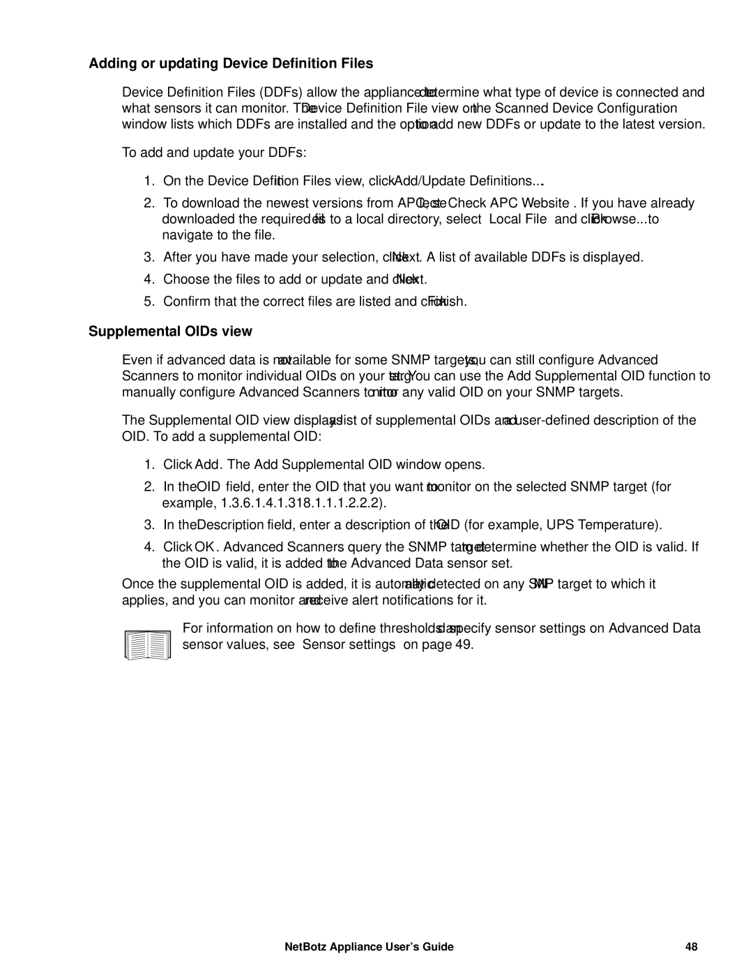 APC NBRK0450, NBRK0550, NBRK0570 manual Adding or updating Device Definition Files, Supplemental OIDs view 