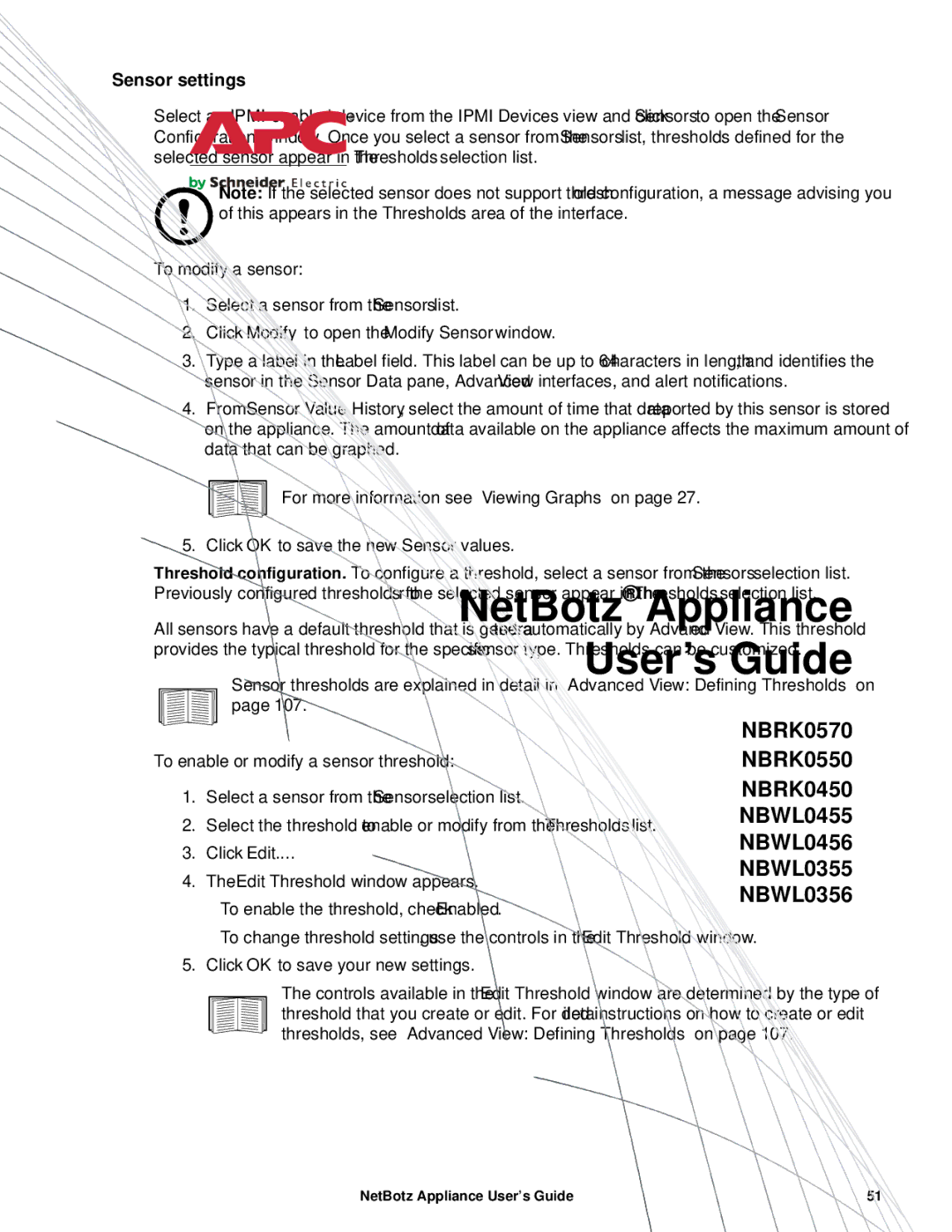 APC NBRK0450, NBRK0550, NBRK0570 manual Sensor settings 