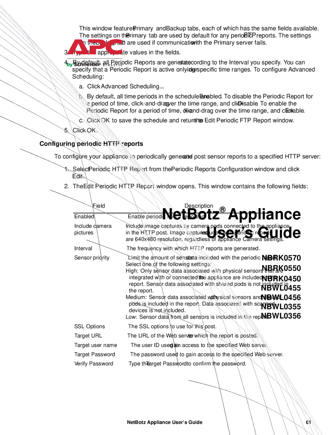 APC NBRK0570, NBRK0550, NBRK0450 manual Configuring periodic Http reports 