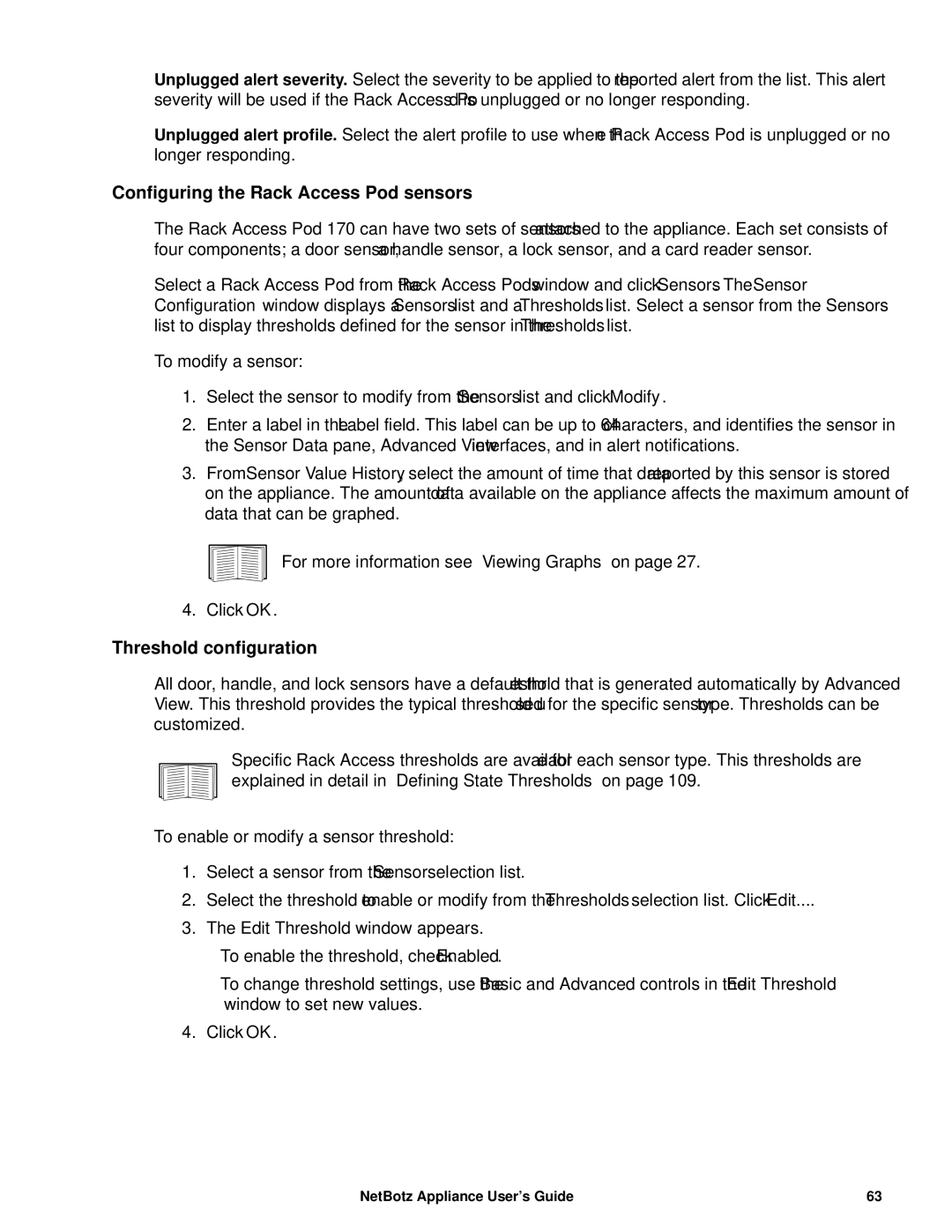 APC NBRK0450, NBRK0550, NBRK0570 manual Configuring the Rack Access Pod sensors, Threshold configuration 