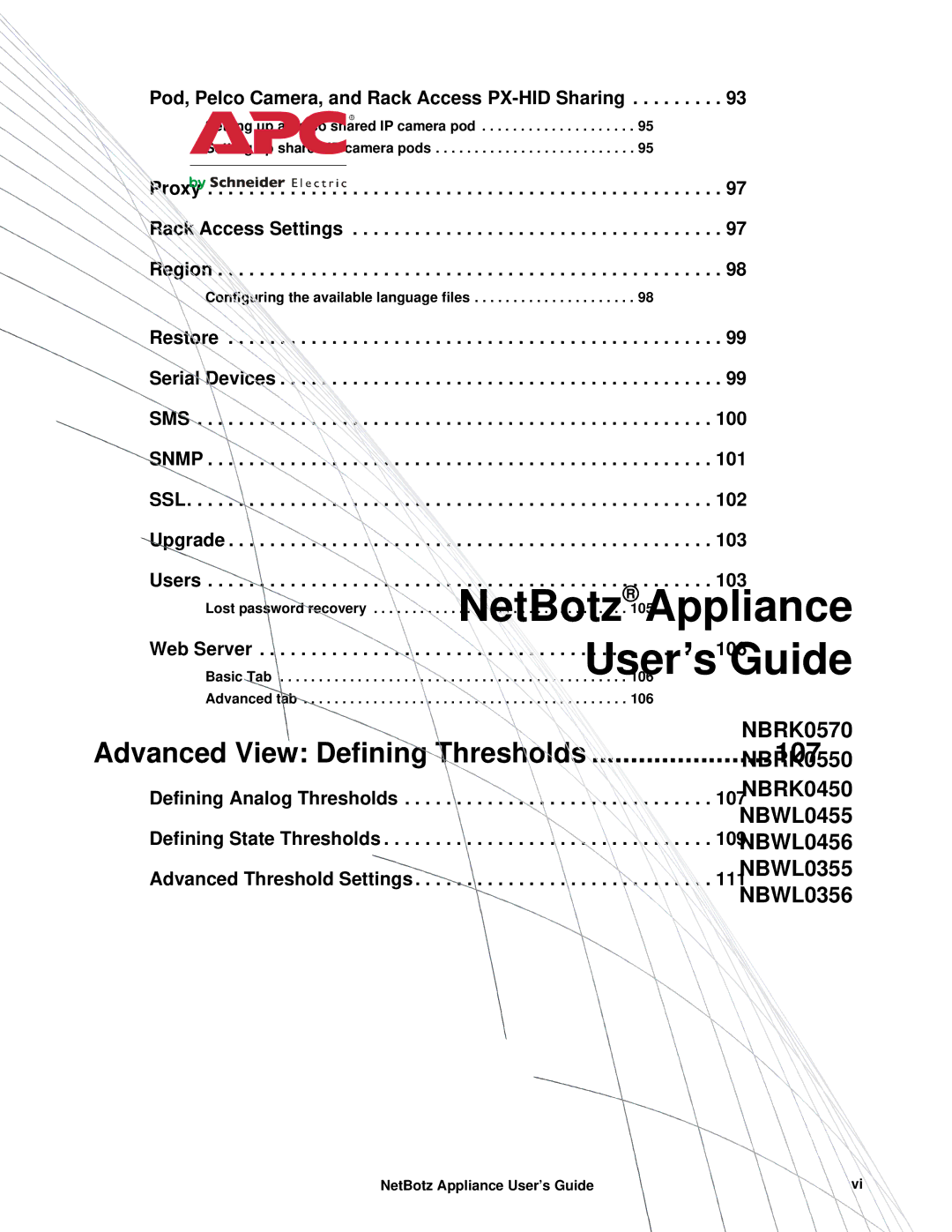 APC NBRK0570, NBRK0550, NBRK0450 manual 107 