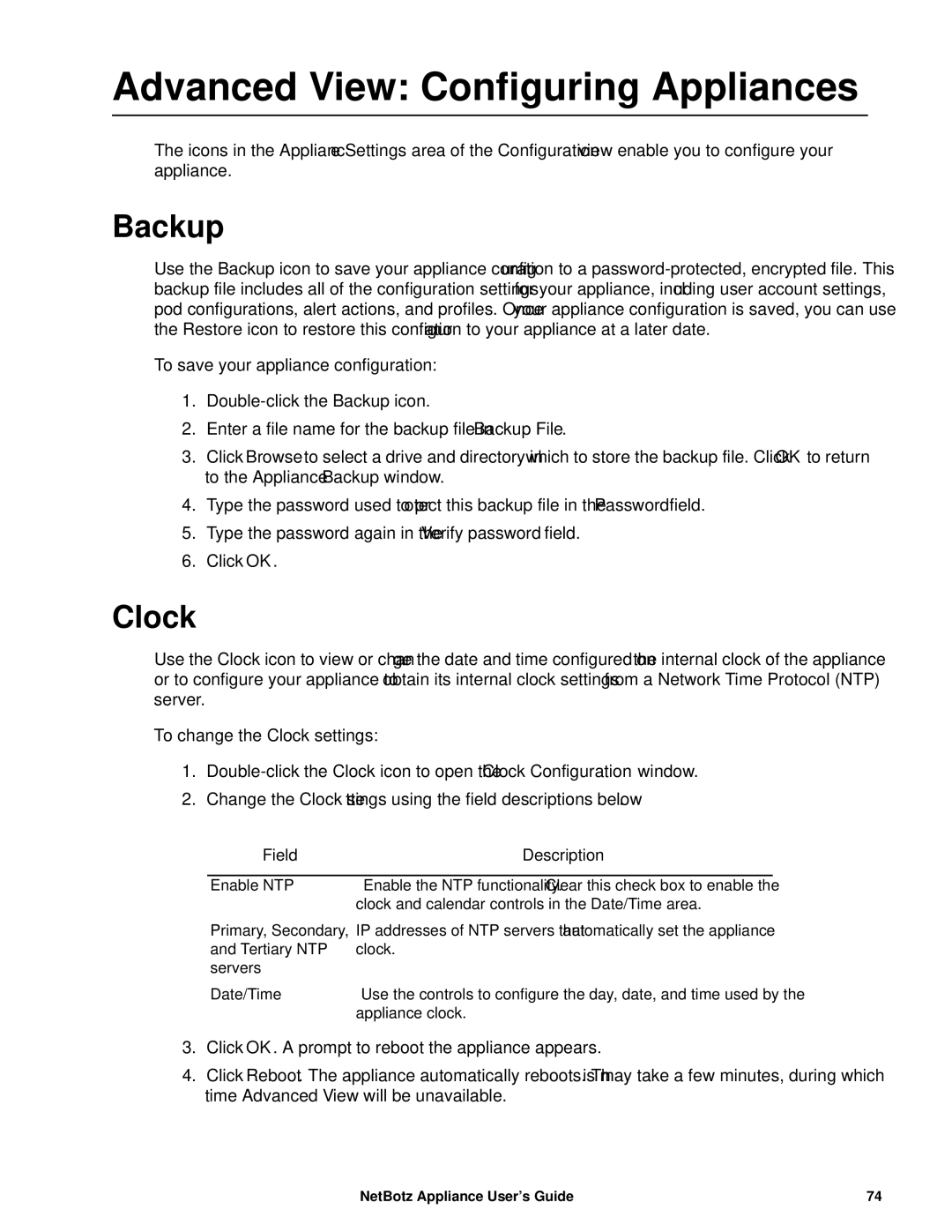 APC NBRK0550, NBRK0450, NBRK0570 manual Advanced View Configuring Appliances, Backup, Clock 