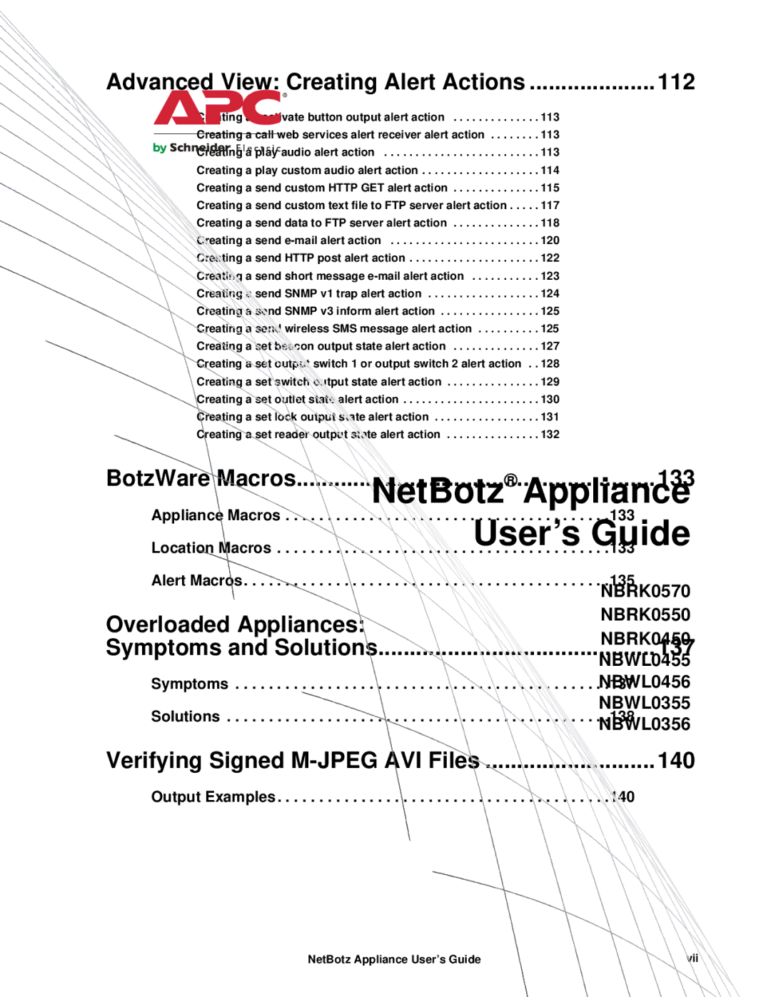 APC NBRK0550, NBRK0450, NBRK0570 manual 133 