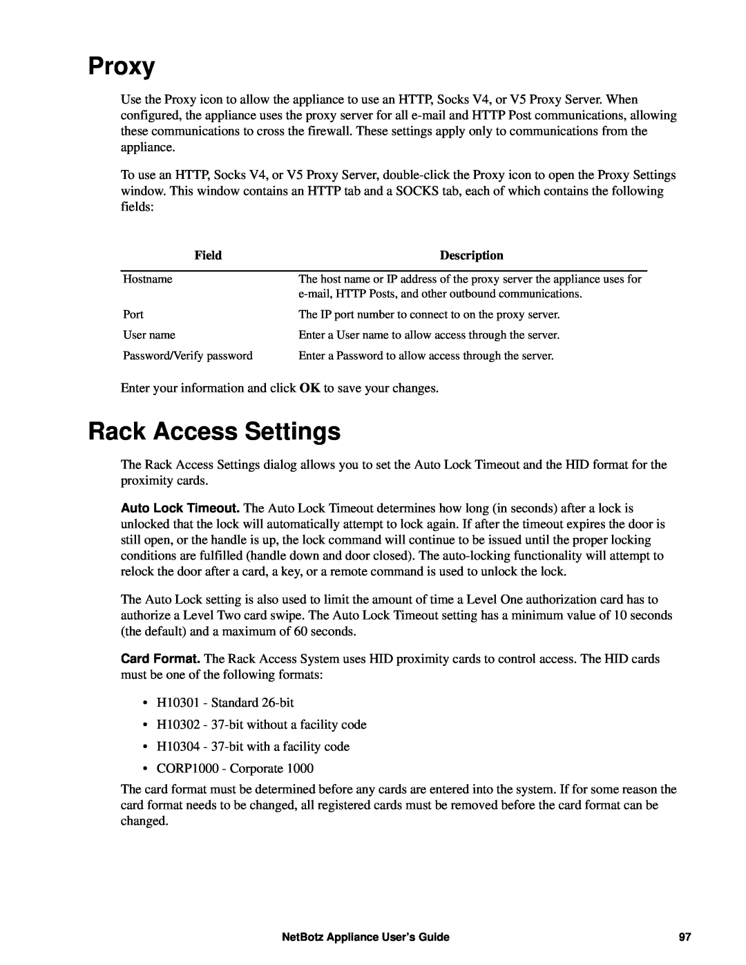APC NBRK0570, NBRK0550, NBRK0450 manual Proxy, Rack Access Settings 