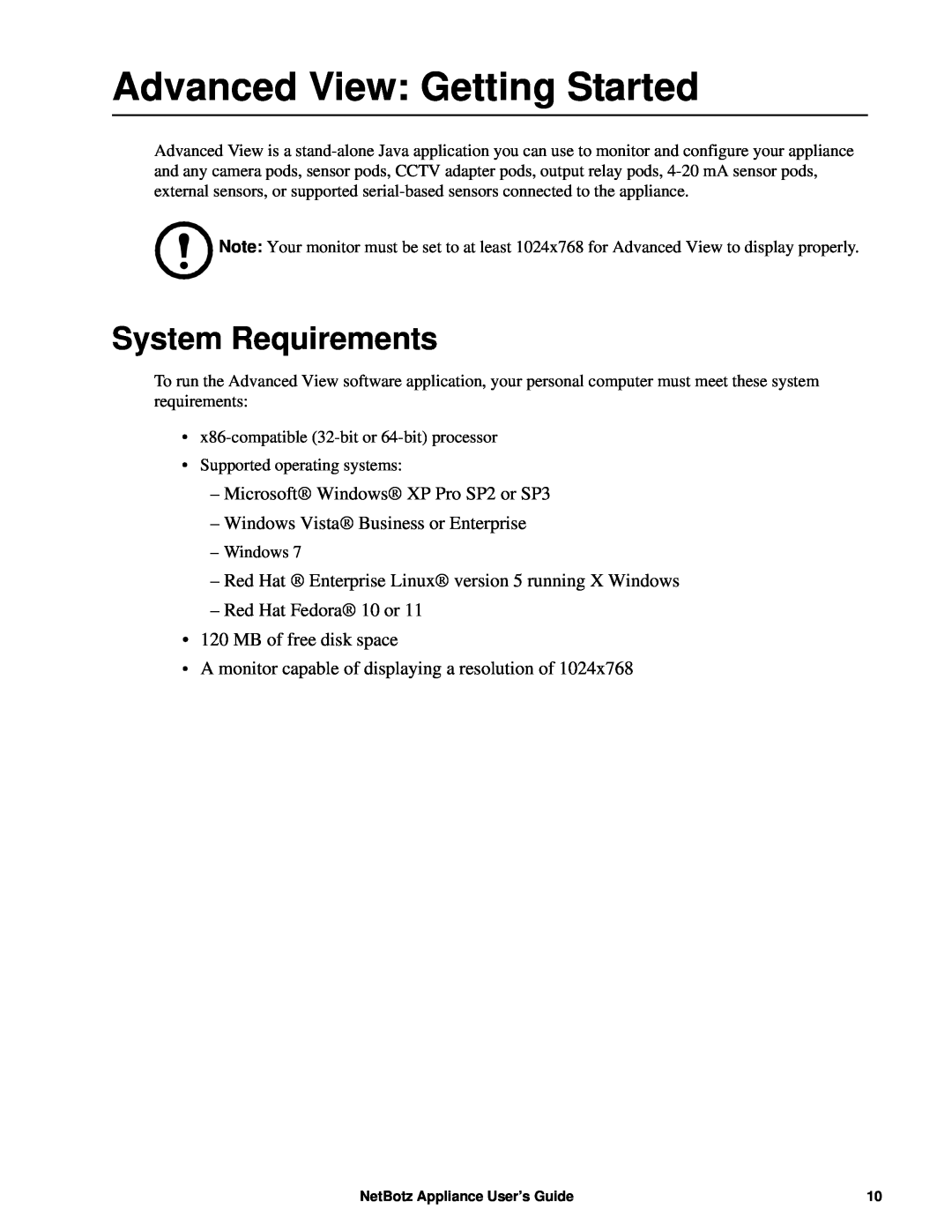 APC NBRK0570, NBRK0550, NBRK0450 Advanced View: Getting Started, System Requirements, Microsoft Windows XP Pro SP2 or SP3 