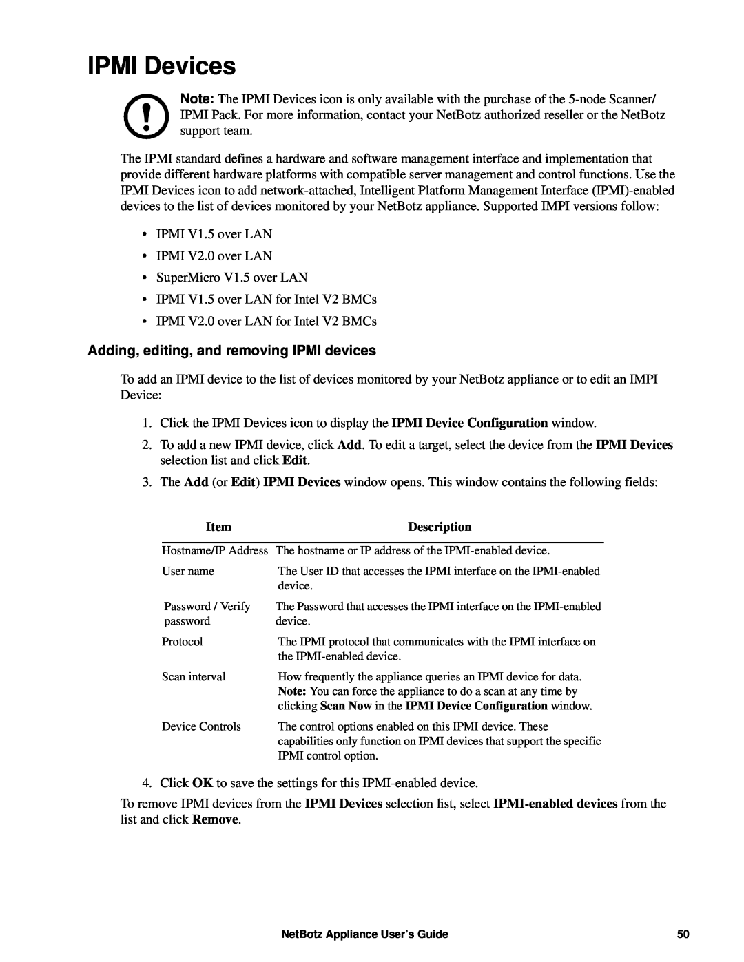 APC NBRK0550, NBRK0450, NBRK0570 manual IPMI Devices, Adding, editing, and removing IPMI devices 